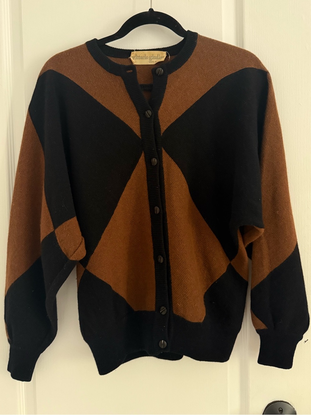 Vintage Vittorio Giudice Colorblock Cardigan Sweater, Made in Italy